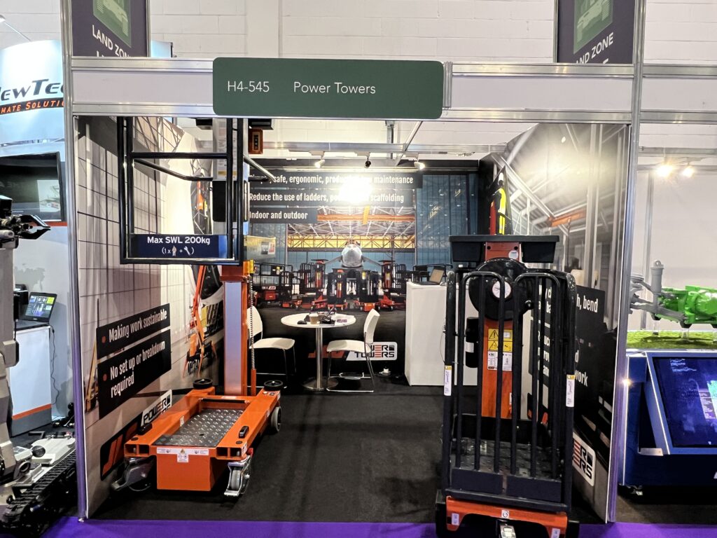 Power Towers booth at DSEI 2023