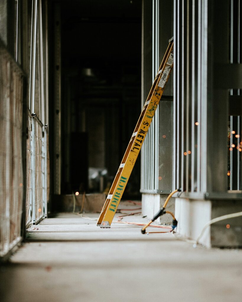 Inclination ladder on the construction site