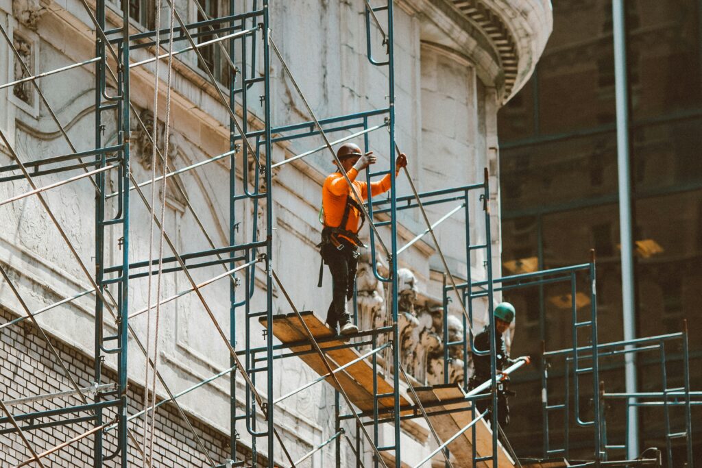 Man working on scaffolding